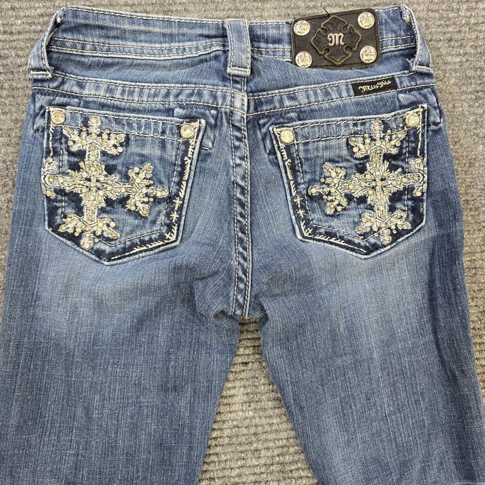 Miss Me Jeans Womens 14 or 24x31 Blue Bootcut Rhinestone Cross